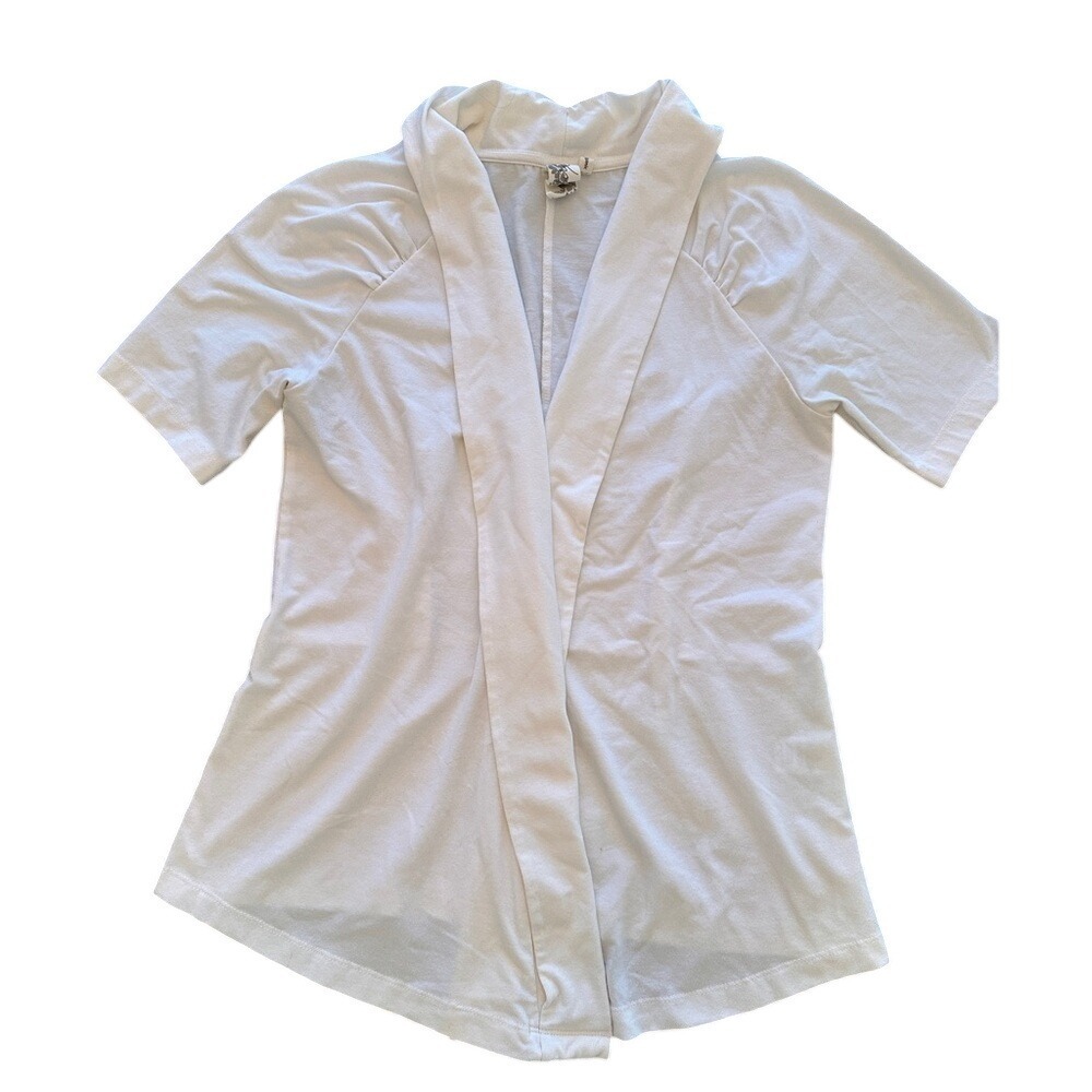 Aventura‎ Short Sleeve Open Front Cardigan Womens Size M White Excellent Organic